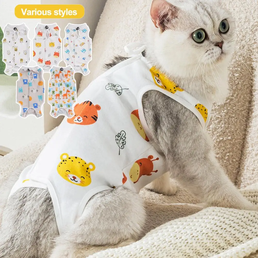 Surgery Clothes Breathable Cat Neutering Suit Easy-to-wear Recovery Clothes for Cats Adjustable Protective Pet Supplies Pet