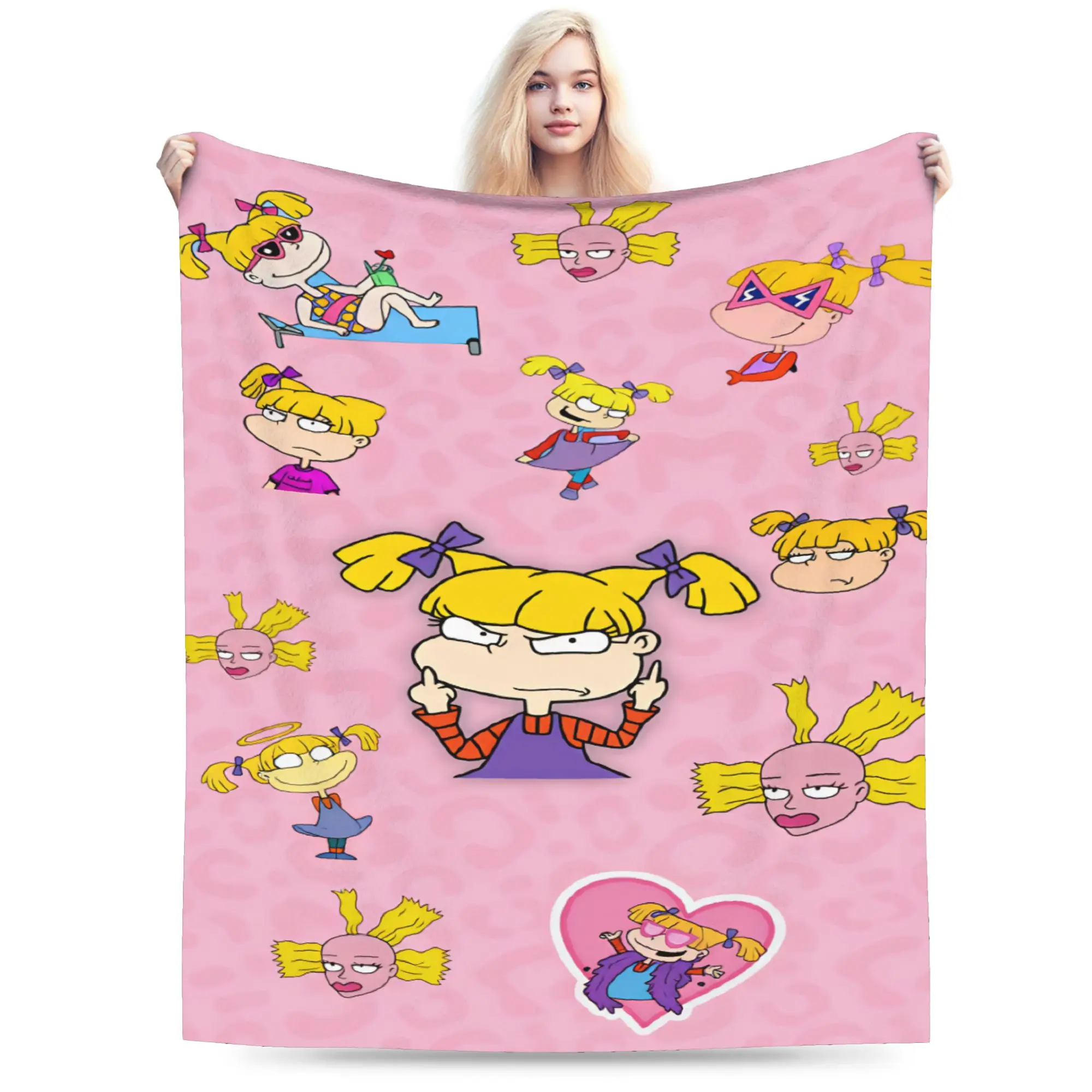 Rugrat Character Blanket Quality Soft Comfy  Throw Blanket Winter Travel Office Outdoor Pattern Bedspread