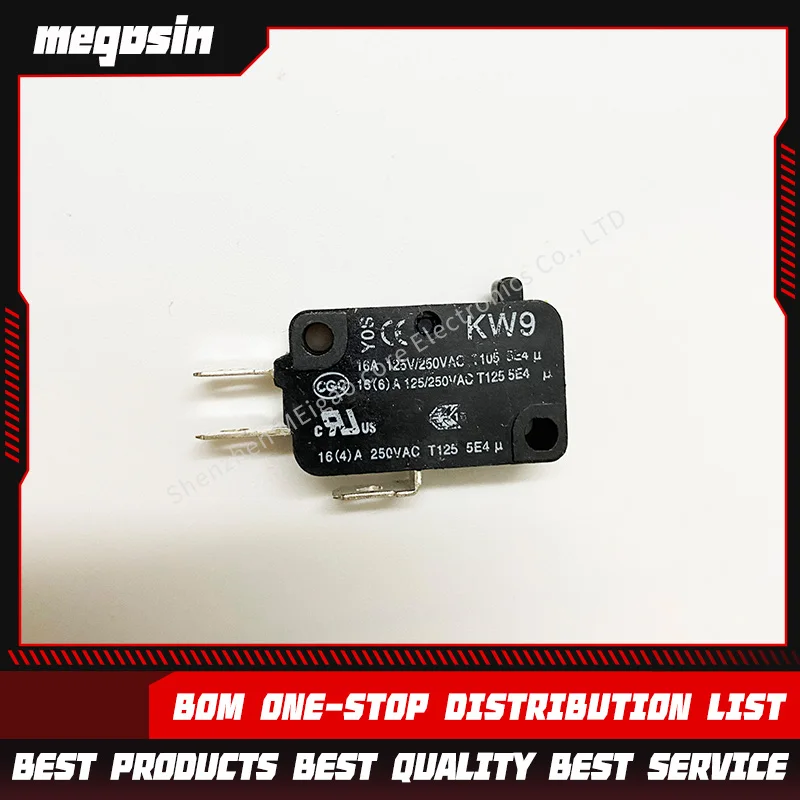 5PCS/LOT KW9-0 travel limit button UL micro-touch machine tool appliance switch 3-pin 16A 250V