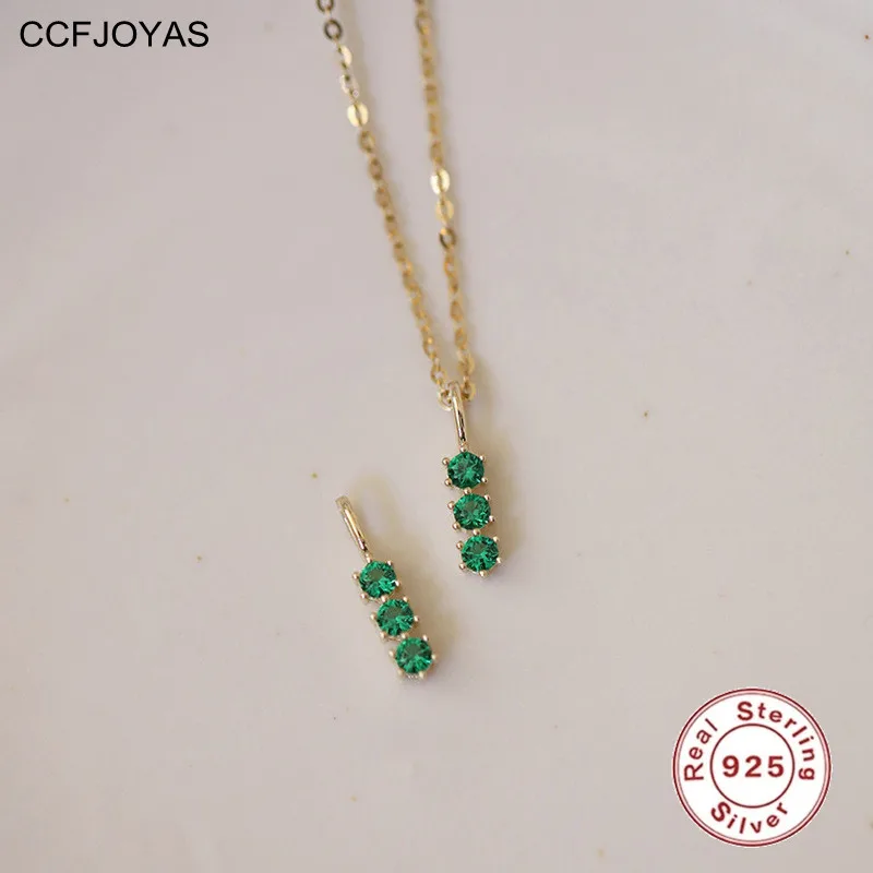 

CCFJOYAS 100% Серебро 925 пробы мини три Изумрудного циркония одно слово кулон ожерелье для женщин простое ins цепь до ключиц