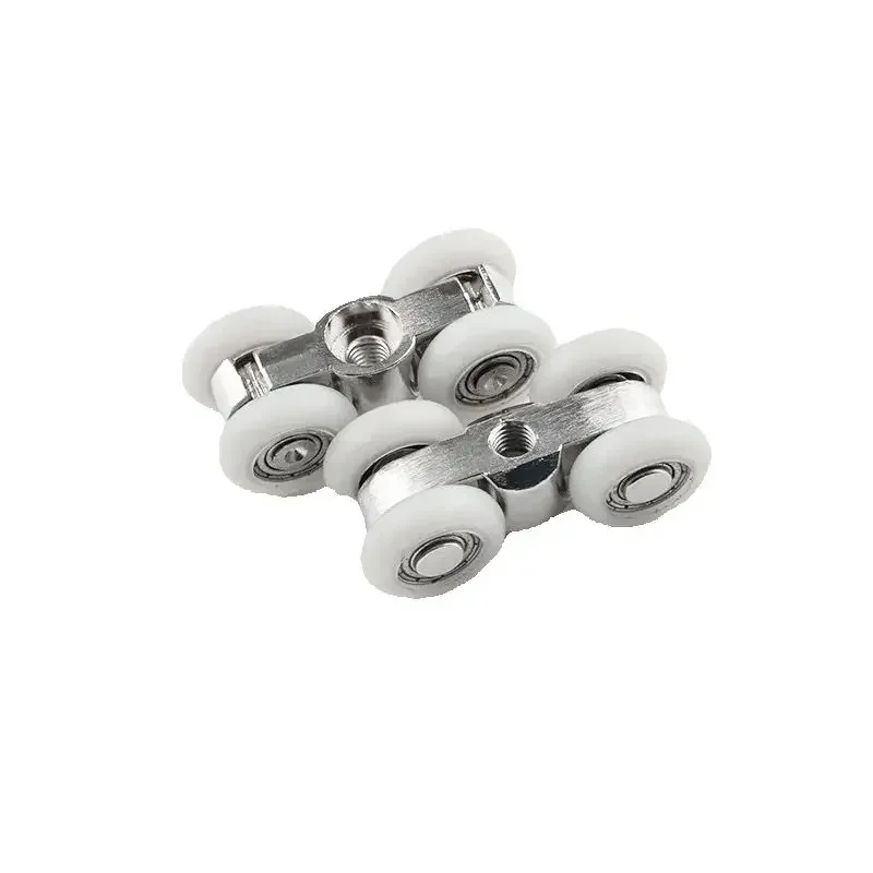 yes10PCS Shower Room Glass Sliding Door Roller 4 Wheels Brass Hanger Roller Bathroom Sliding Door Pulley Accessories Width 21.5m