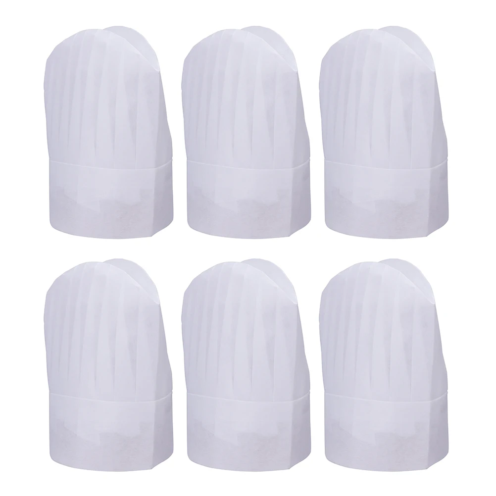 

6pcs Disposable Chef Hat Non-woven Kitchen Cooking Restaurant 29CMx29CM One-time Hygienic Safe Suitable Most People Chef