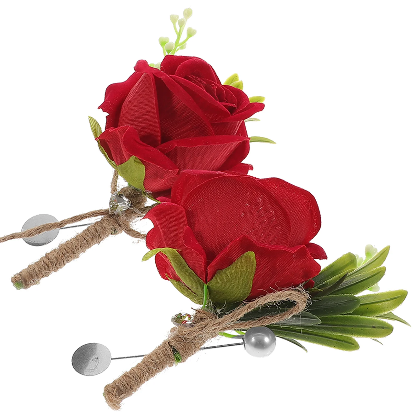 

2Pcs Simulated Flower Boutonniere Elegant Fake Rose Wedding Corsage for Men Women Groom Suit Bridal Decoration Party Event