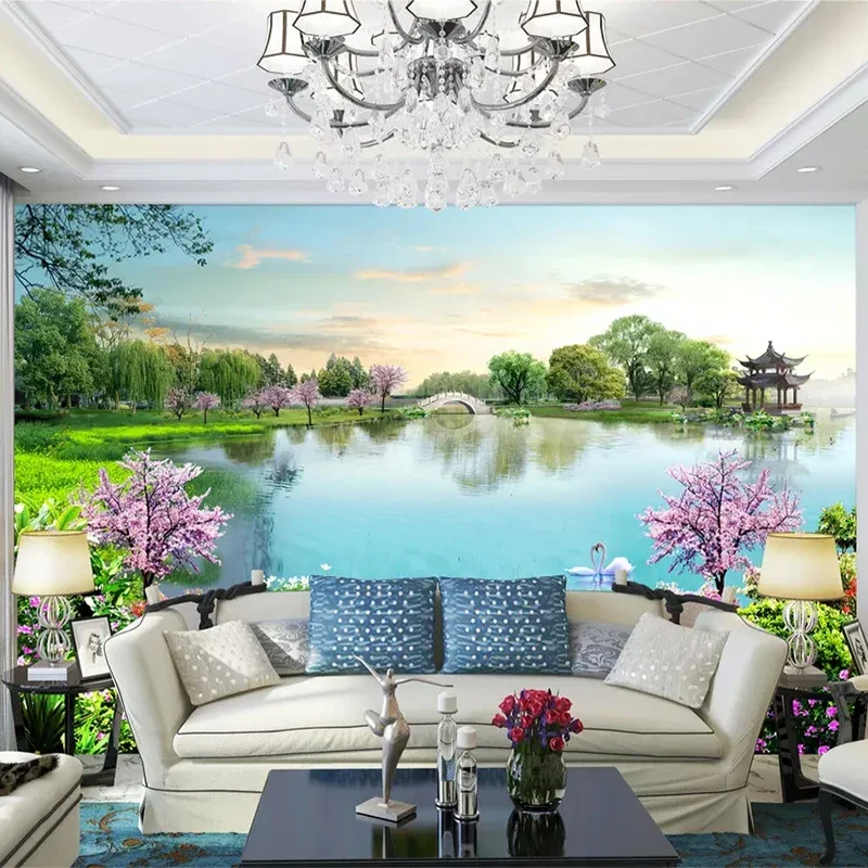 Custom Mural Wallpaper 3D Nature Landscape Lake Photo Wall Painting Living Room Background Wall Covering Home Decor Fresco