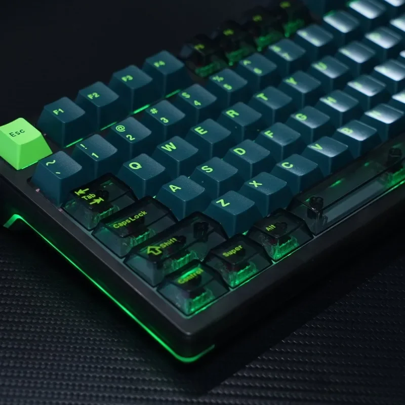 

System Green Theme Keycap Set 172key ABS+PC Custom Translucent Keyboard Cap Cherry Profile Gaming KeyCap for Mechanical Keyboard