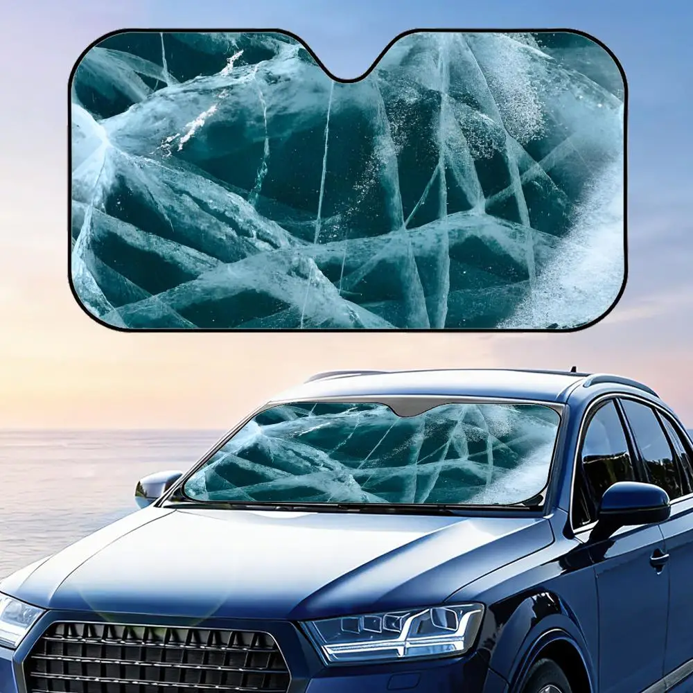 

Ice Texture Sun Visor Reusable Aluminum Foil Windshield UV Protection Heat Insulation Cover Foldable Sun Visor Shade