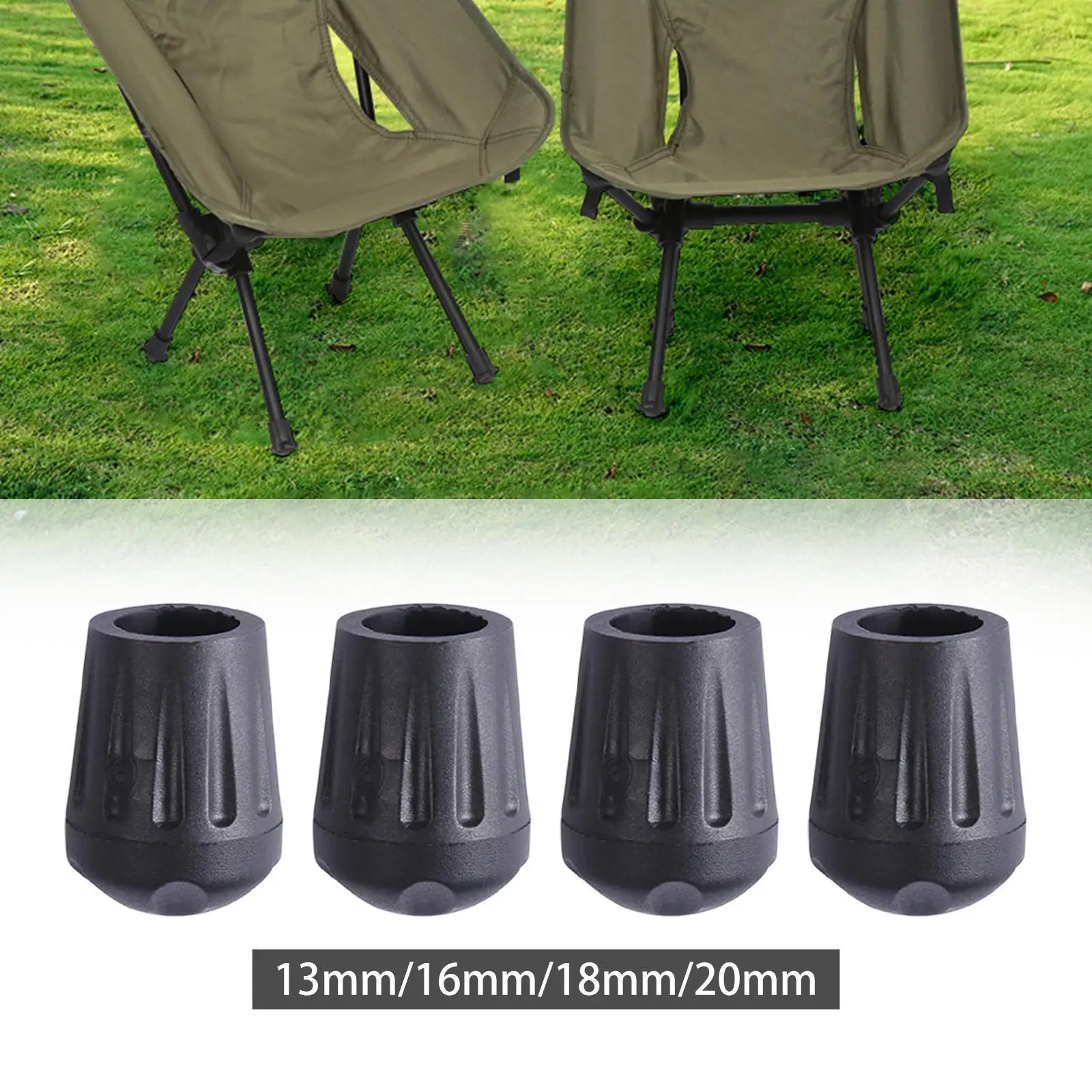 4 Pieces Chair Foot Covers Chair Pads Reusable Dampen Noise Protect Floors Black Protector for Garden Patio Office Camping