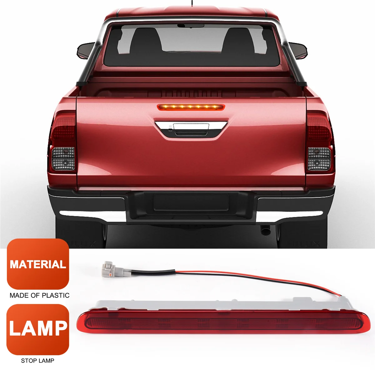 AT77 Динамический третий 3-й стоп-сигнал, задний стоп-сигнал для Toyota Hilux Revo Vigo 2015 2016 2017 2018 Red Shell