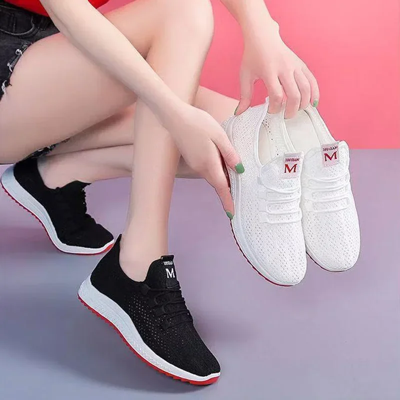 Sports Shoes Summer Women Breathable Sneaker Shoes Women Comfortable Mesh Lace-Up Flats Woman Casual Non-Slip Platform