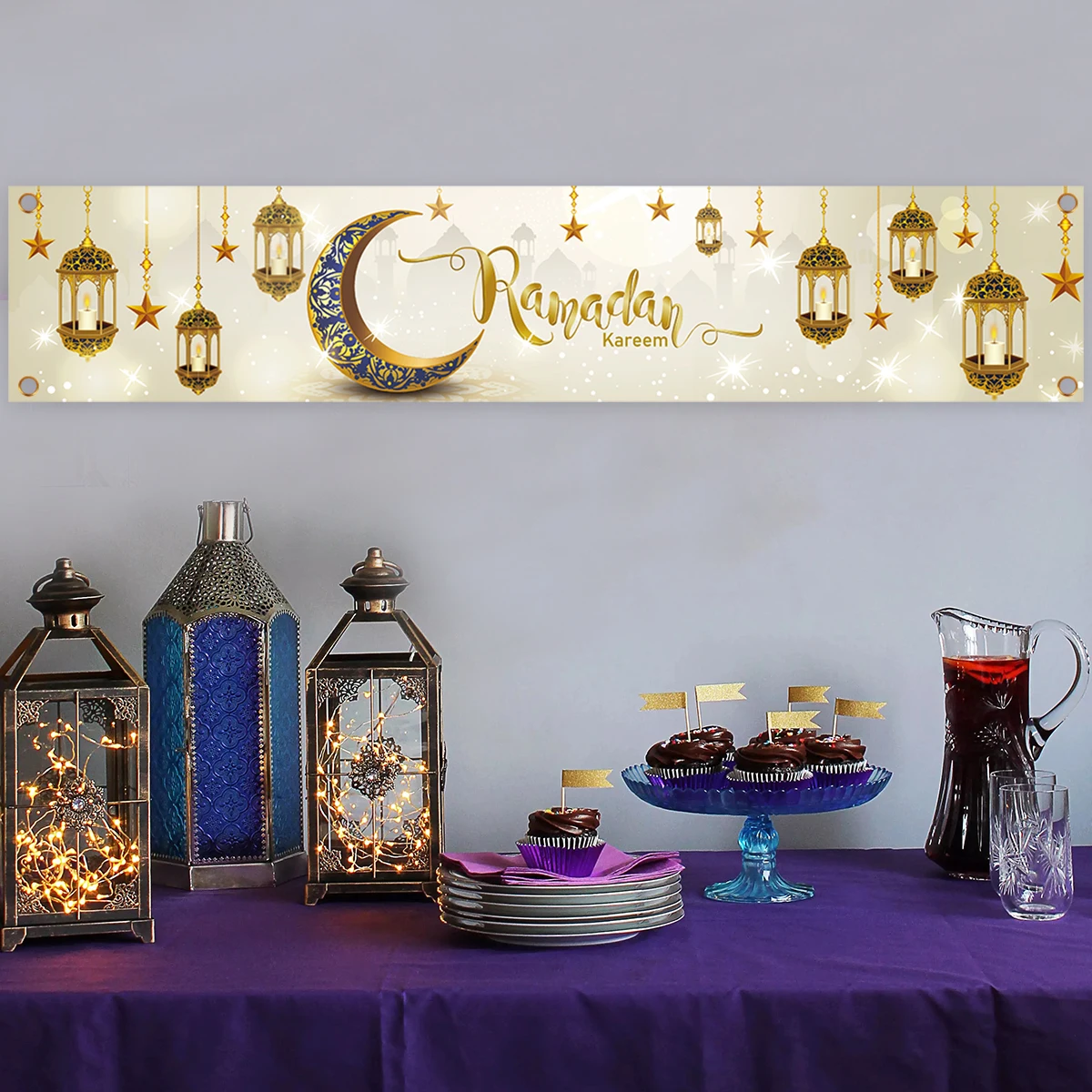 Eid Mubarak Banner Flag Ramadan Decorations for Home Eid Al Adha Ramadan Kareem Islamic Muslim Party Decor Eid Mubarak DIY Gifts