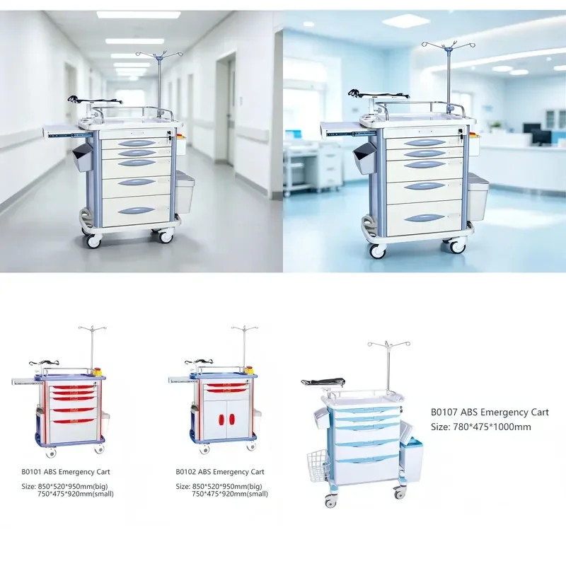 for Hospital Emergency Trolley with Drawers for Anesthesia Multifunctional Care and Drug Placement