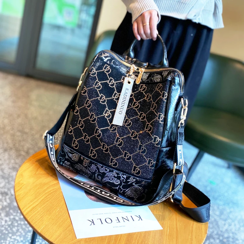 Sparkle Rhinestone Letter Backpacks for Women Woman Luxury Famous Brands Female Backpacks New Shoulder Bag