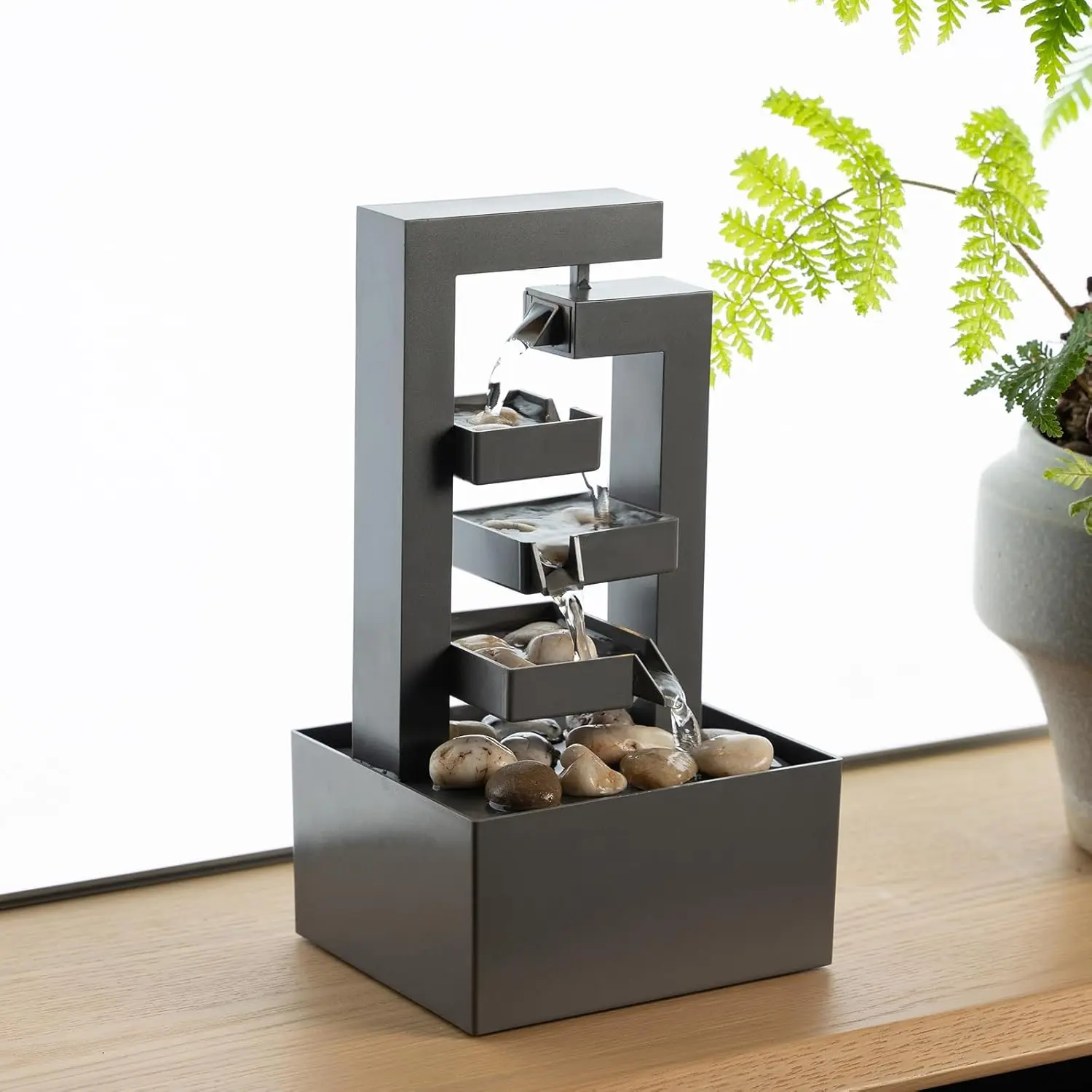 

Compact Desktop Waterfall Fountain - Soothing Sounds & LED Lights for Office Home Decor