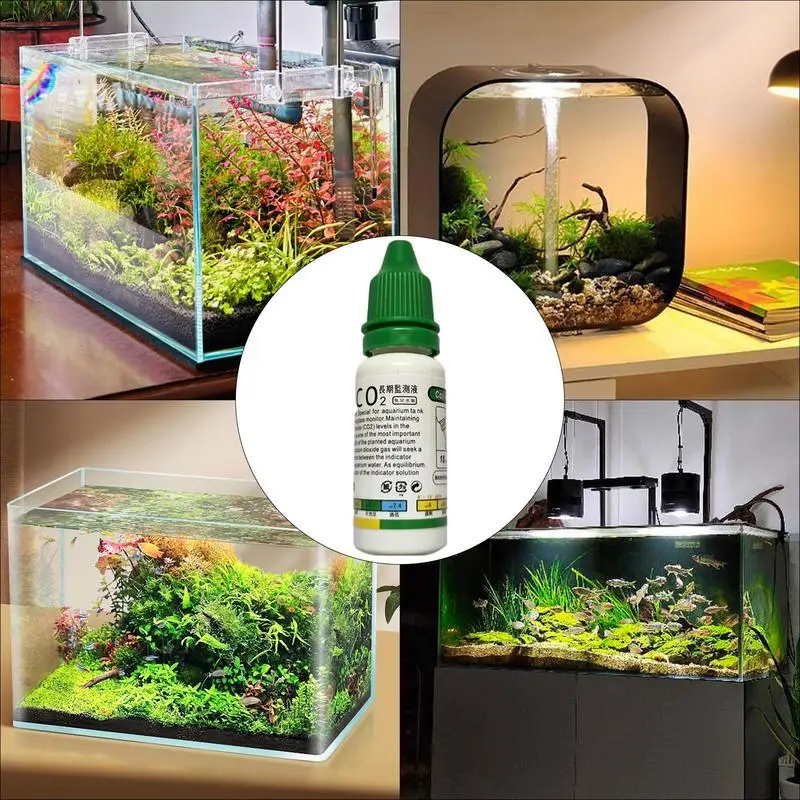 Fish Tank CO2 Concentration Drop Checker Glass Indicator With Liquid Monitor Aquarium Hang On Aquatic Plant Test PH Generator