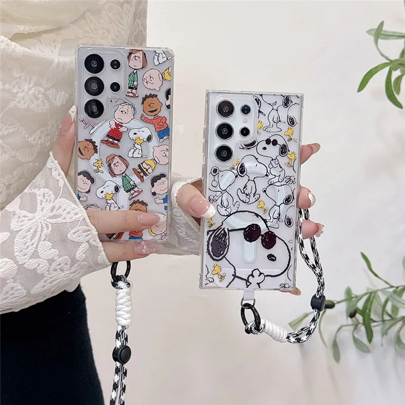 سنوبي النظارات الشمسية الحال بالنسبة لسامسونج غالاكسي S23 S24 S25 الترا زائد FE A A15 A35 A55 A16 A26 A36 A56 Magsafe المغناطيسي غطاء