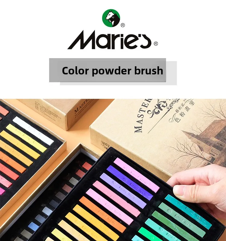 Maries Farbkreide, 24 Farben, 12 Farben, Kreide, 48 Malerei, Rosa, professioneller Pastellstift, Pinselbrett, Zeitungs- und Malzubehör – Detail 2