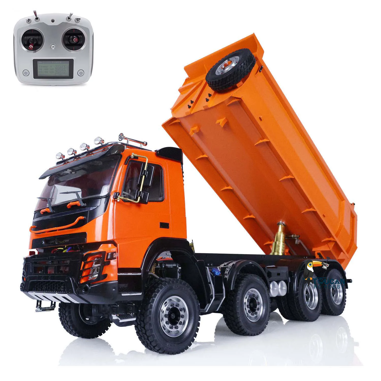 

JDM 65C Metal 8*8 1/14 Hydraulic RC Dumper Truck Tipper Diff Lock Axle Sound Toucan Model Car TH20690-SMT1