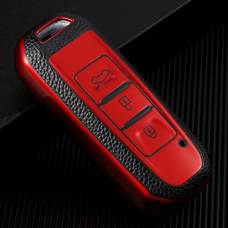 Leather TPU Car Key Case Cover For Baojun 510 730 360 560 RS-5 530 630 For Wuling Hongguang S Auto Holder Shell Accessories