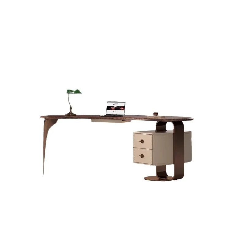 

Walnut solid wood light luxury modern desk Nordic designer large board Chinese desk high-end study table