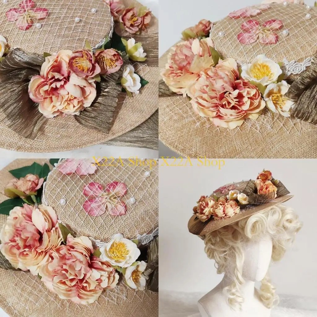 

Unique Summer Women Hat Leisure Hat Outdoor Sunscreen Sunshade Flower Flat Hat