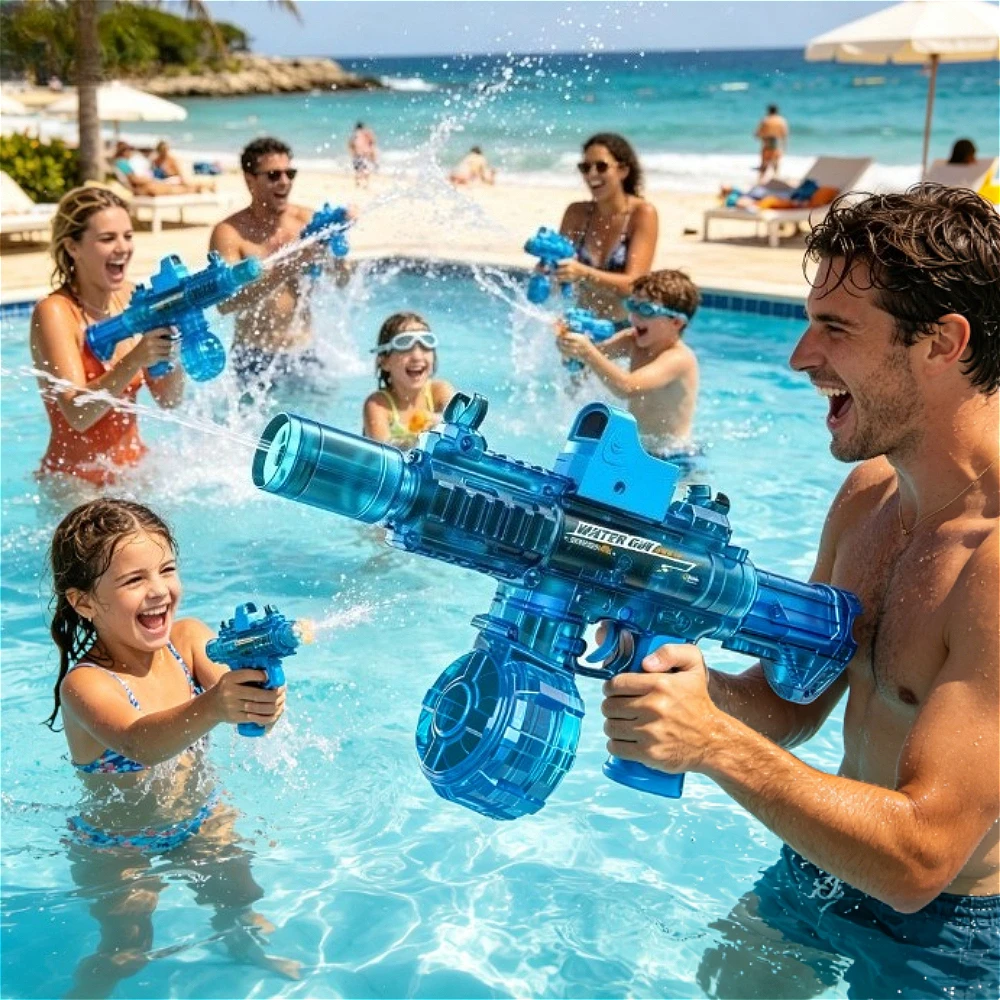 Kids LED Electric Water Gun, Large Capacity Automatic Shooting Blaster for Summer Pool Beach
