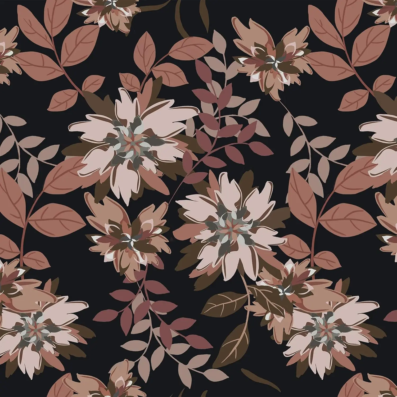 Boho Floral Peel and Stick Wallpaper Vintage Dark Floral Self Adhesive Wall Paper Vinyl Removable Contact Paper Wallpaper