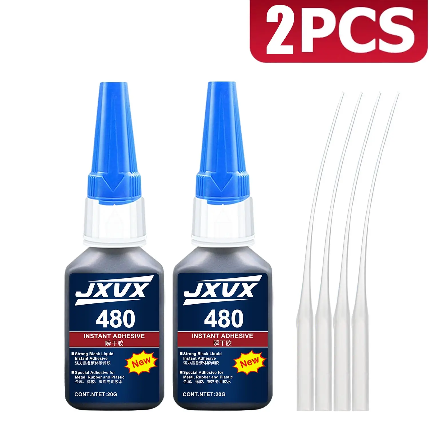 JXVX 20 g 480 Schwarz Superkleber Schnelltrocknendes schwarzes Cyanacrylat für Kunststoff Holz Metall Reifen Gummischuhe Reifen Flüssiger starker Klebstoff Reparatur Inklusive Spender 1-10 Stück.