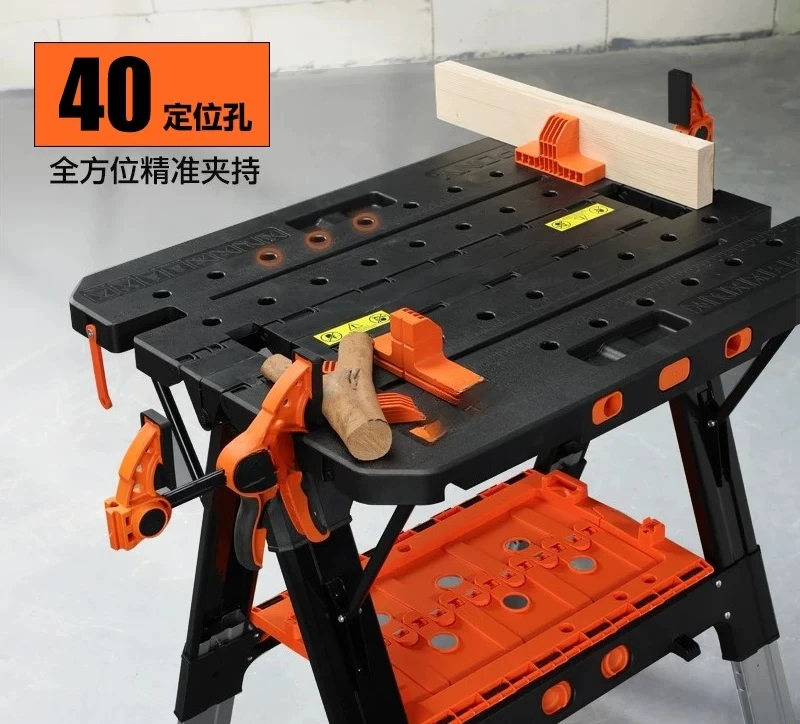 Woodworking workbench folding console mobile portable lifting table saw table manual DIY multi-function