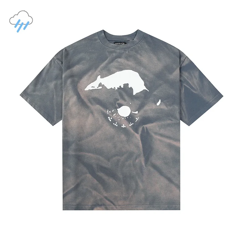 

Summer Streetwear Vintage Washed Tie Dye ERD T Shirt Best Quality Oversized Short Sleeves Tee Abstract Pattern Print T-Shirt