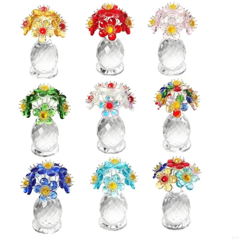 1 Stück Kristallblume mit 6 Stielen, handgefertigt, Pflanzenkreation, Muttertagsgeschenk für Wohnzimmer, Tischdekoration, B03E – Detail 1