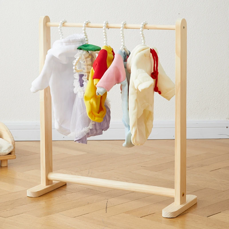 Wooden Clothes Rack for Pets Coat Rack Festival Present Gift for Kids Cat and Dog Clothing Organizer Stand Hanger Floor