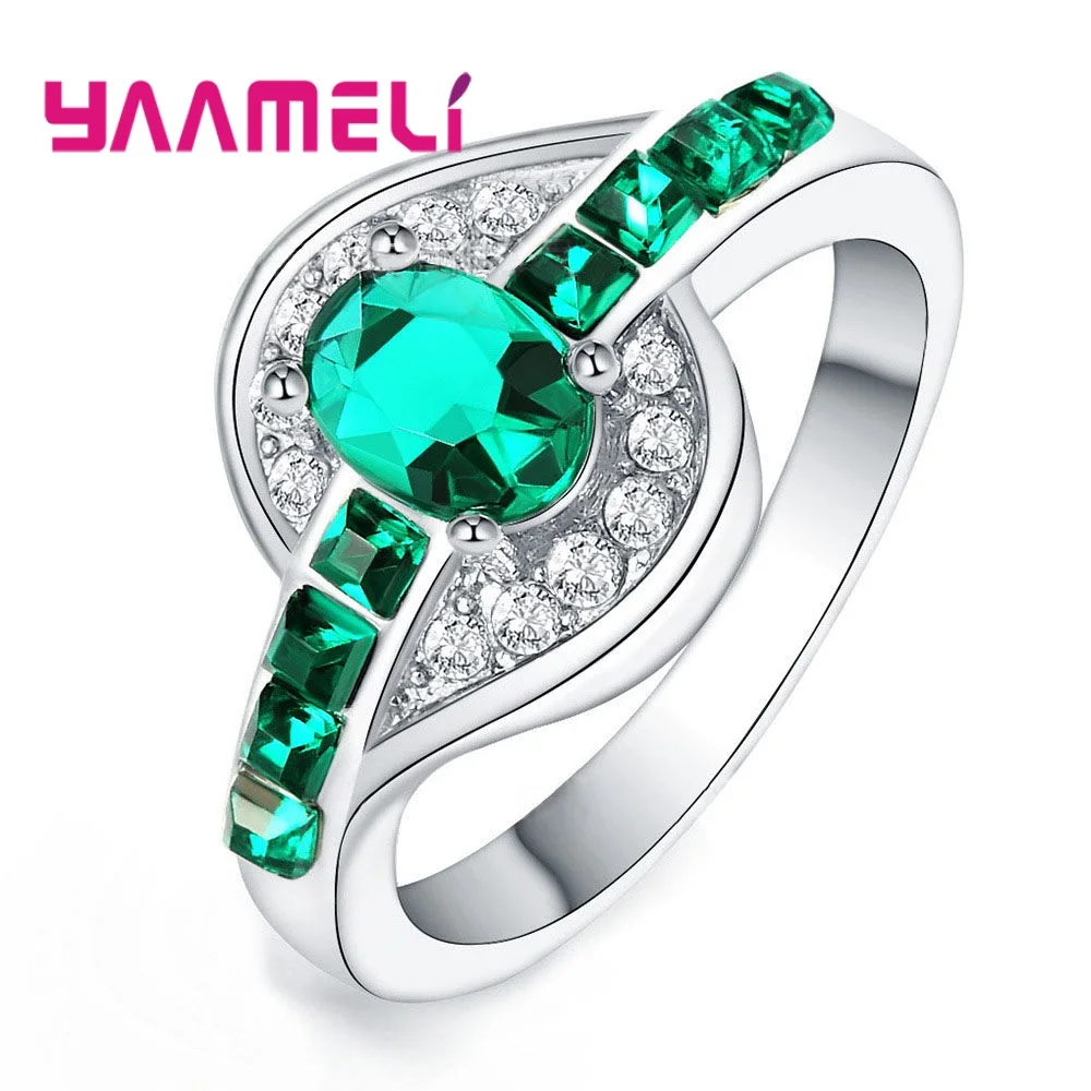 Created Finger Ring Halo Ripple Charms Engagement Wedding Jewelry 925 Sterling Silver Austrian Crystal for Women Xmas Gifts - Image 4