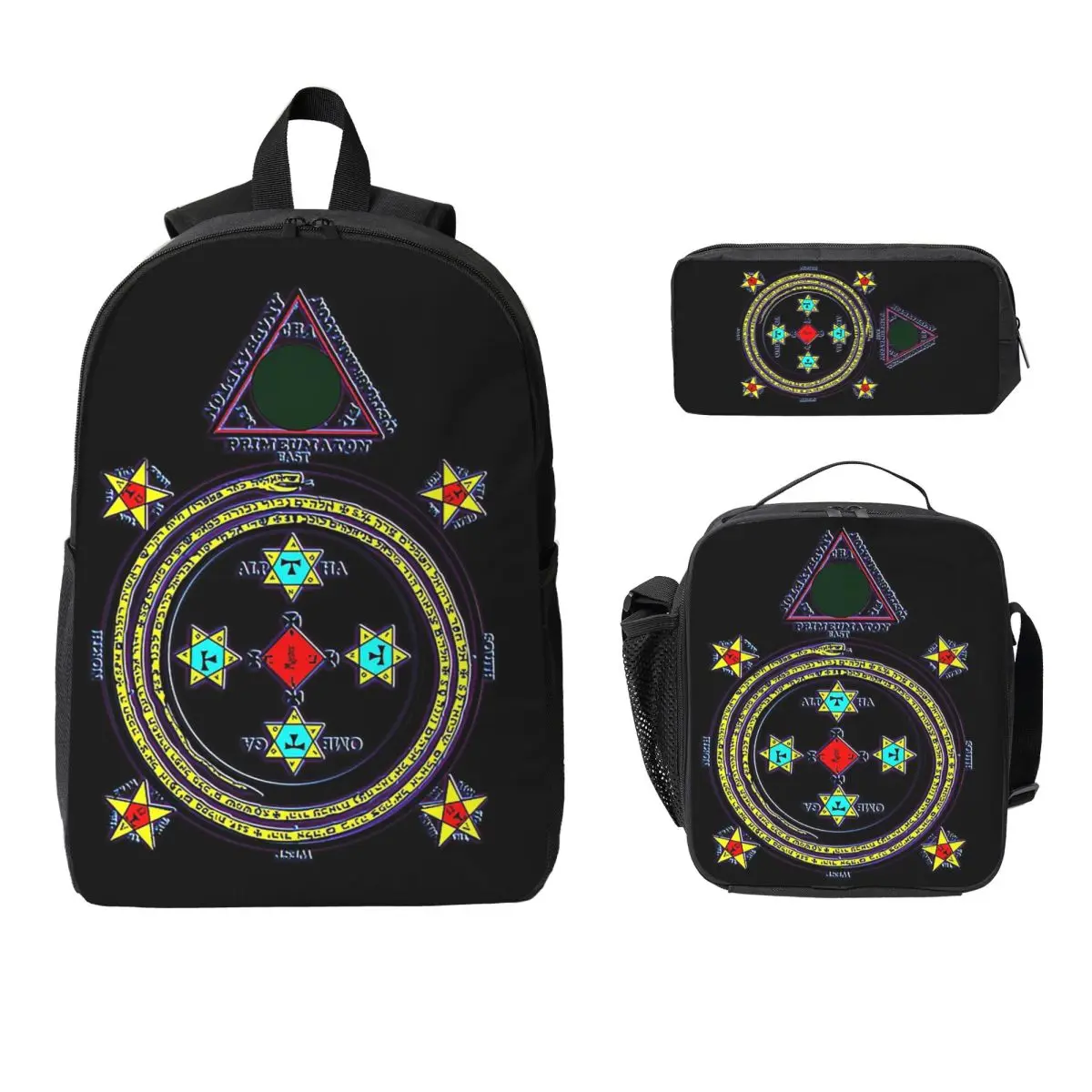 Solomon Circle Goetia Backpack Student Boys Girls BookBag School Bag Computer Shoulder Bags 3ps Insulated Lunch Bag Pencil Case