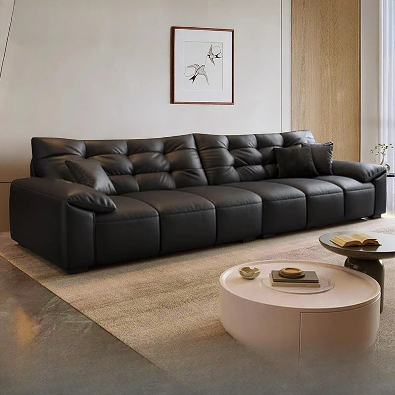

Designer Black Living Room Sofas Classic Leather Soft Lounge Lazy Sofa Cheap Luxury Modern Couch Wohnzimmer Furniture For Home