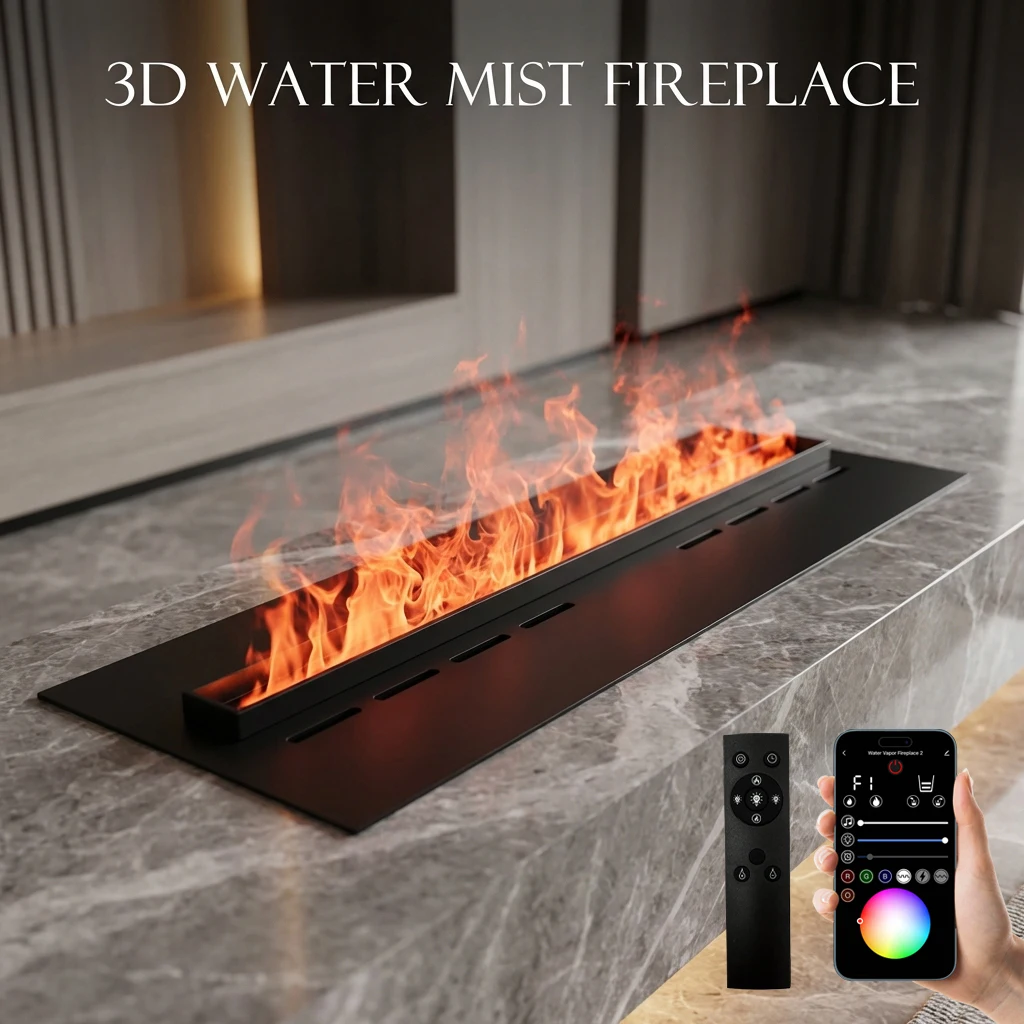 

Электрический камин с 3D-эффектом пара, встраиваемый, реалистичный паровой камин с эффектом пламени, управление через пульт и приложение, для декора интерьера