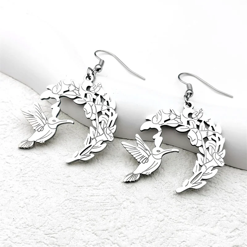 Cello Rhinestone Witchcraft Cat Dangle Earrings for Women Men Stainless Steel Silver Color Halloween Kitty Earring Jewelry