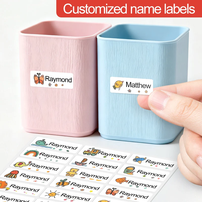 Customizable Matte Finish Name Tags for Water Bottles & Children's Stationery - Waterproof Stickers with Non-Toxic Adhesive