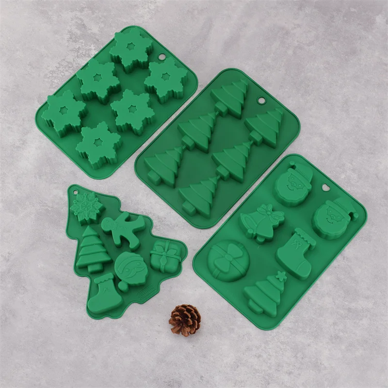 Christmas Tree Santa Claus Shape Silicone Mold Cake Decoration Fondant Cookies Tool Gumpaste Candy Chocolate Mold For Baking