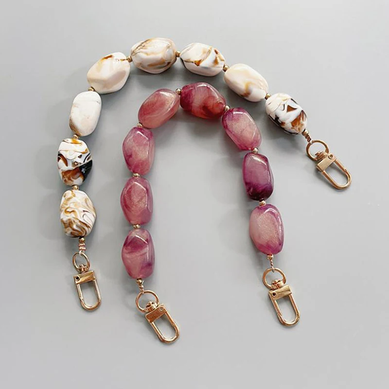 Colored Stone Handbag Strap Resin Handle Colorful Bead Straps Replaceable Resin DIY Bag Accessories Wristlet Purse Bag Belt