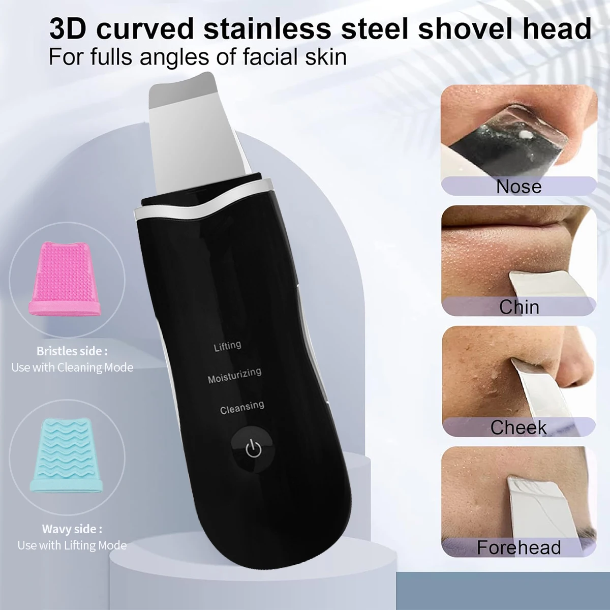 Skin Scrubber Gezichtshuidspatel Gezichtsscrubber Spatel voor diepe reiniging Mee-eterverwijderaar Poriënreiniger met 3-modi