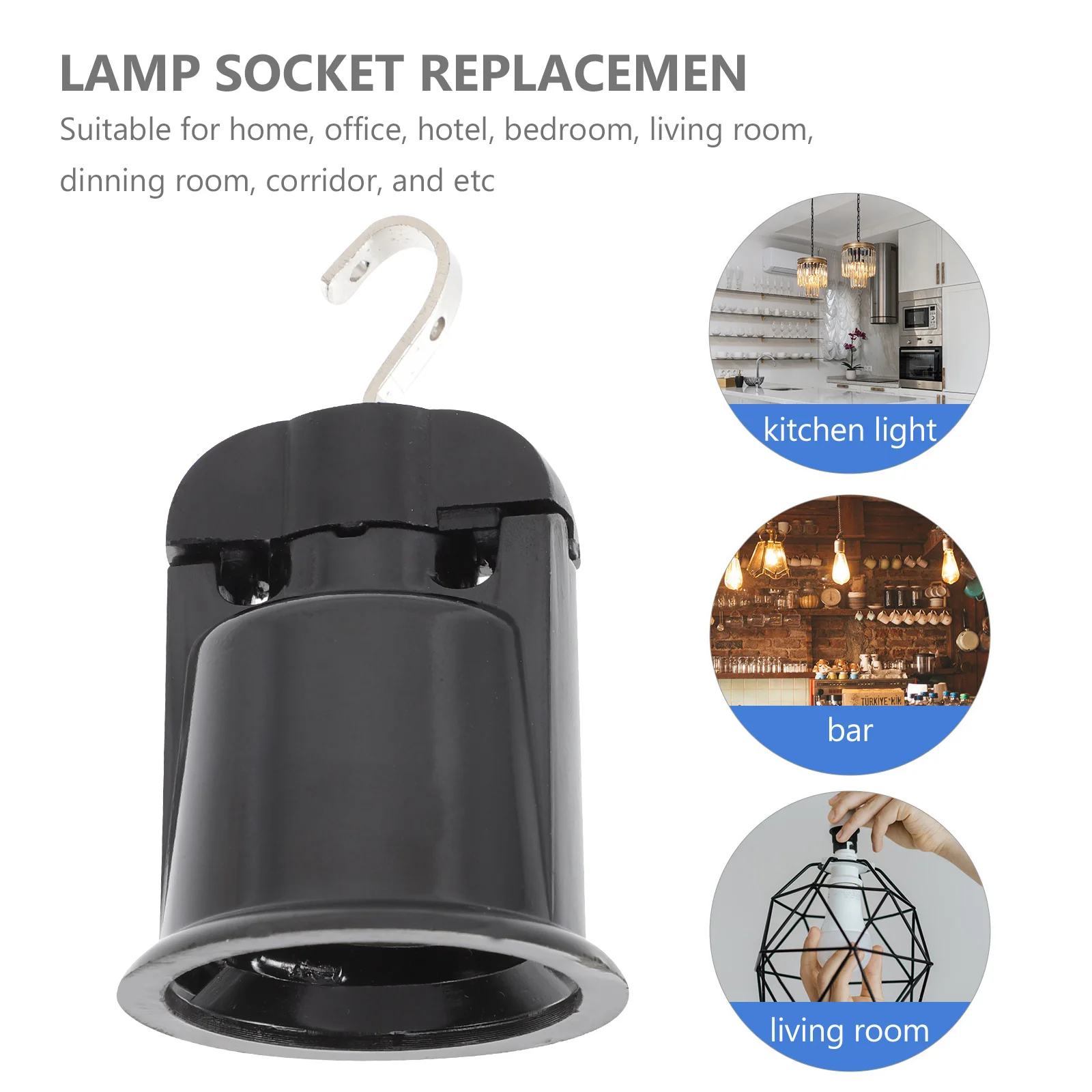 

Light Socket Hook E26 E27 Base Simple Portable Lamp Holder Screw in LED Bulb Holder Light Socket Lamps for Bedroom