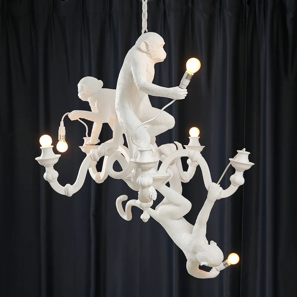 

lamp White Monkey Chandeliers Atmosphere Lamp Living Room Home Decor Hanging lamp Pendant Designer Creative lighting Fixtures