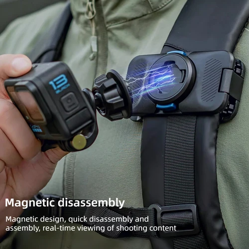 Imagen 2 del producto Clip magnético para mochila de liberación rápida, soporte para bolso de hombro, soporte fijo para el pecho para DJI Action 5 Gopro13, accesorios para cámaras deportivas