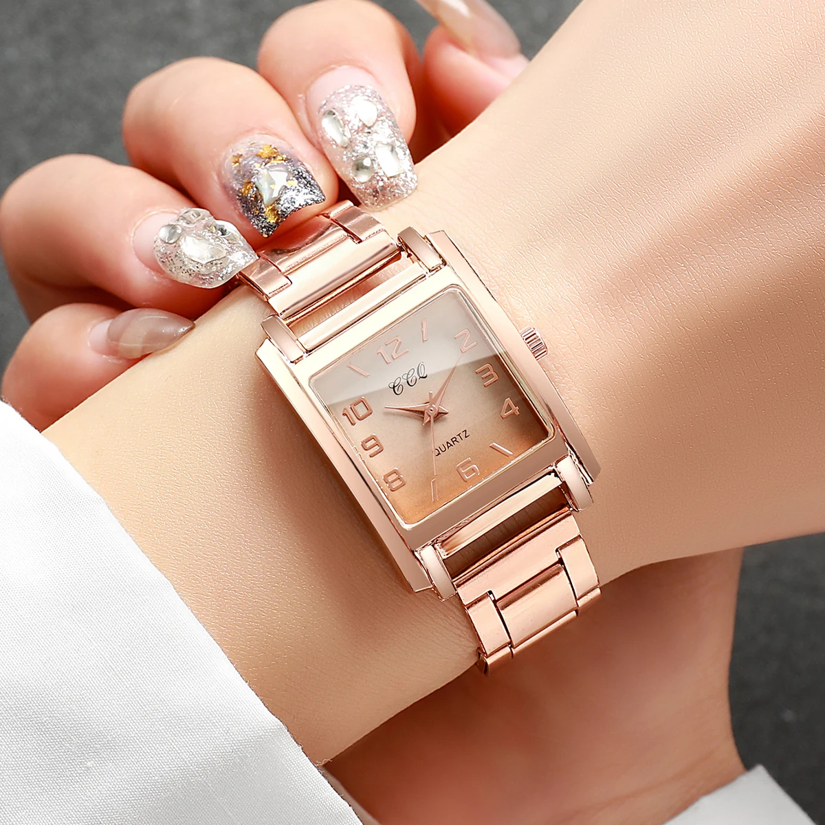 Fashion Square Women Quartz Watch Casual Arabic Dial Analog Wristwatch Reloj Mujer Girls Clock Gift（Without Box）（Without Box）