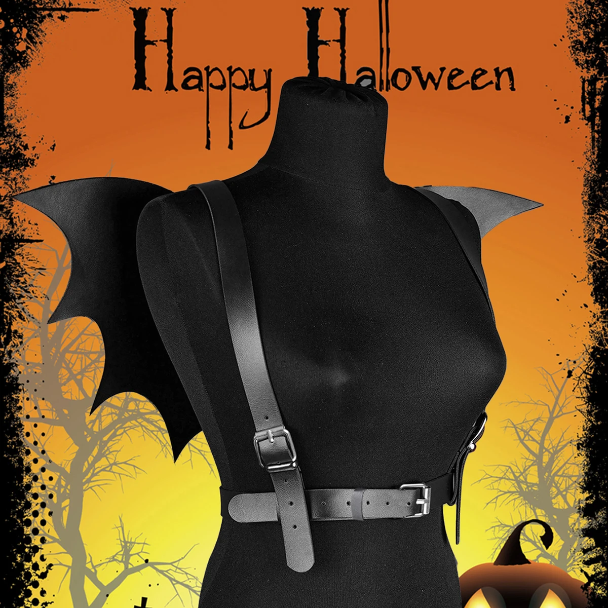 Bat Wings Harness Leather Waist Belt Chest Harness Halloween Costume Waist Harness Wing Harness with Wings Dragon Wings Gothic