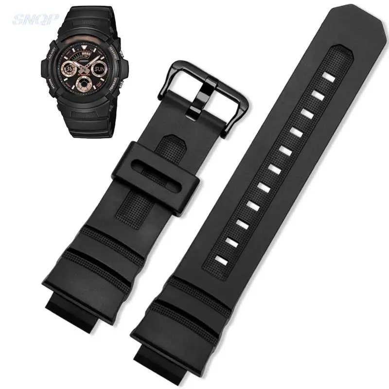 Silicone Resin Watch Band for Casio G-Shock AW-591/590/5230/282B AWG-M100/101 G-7700/7710 16mm Replacement Wrist Bracelet Strap