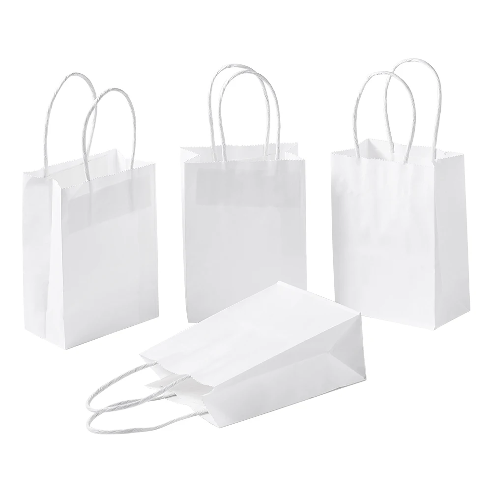

10pcs-12pc Rectangle Pure Color Kraft Paper Bags Gift Bags Shopping Bags with Paper Twine Handles for Party Gift Wrapping