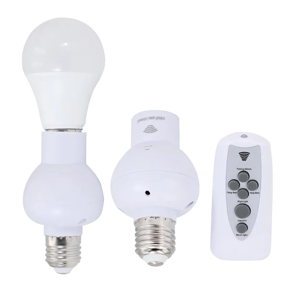 

Wireless Remote Control Lamp Holder Dimmable E27 Socket 220V Bulb LED Night Light with Timer