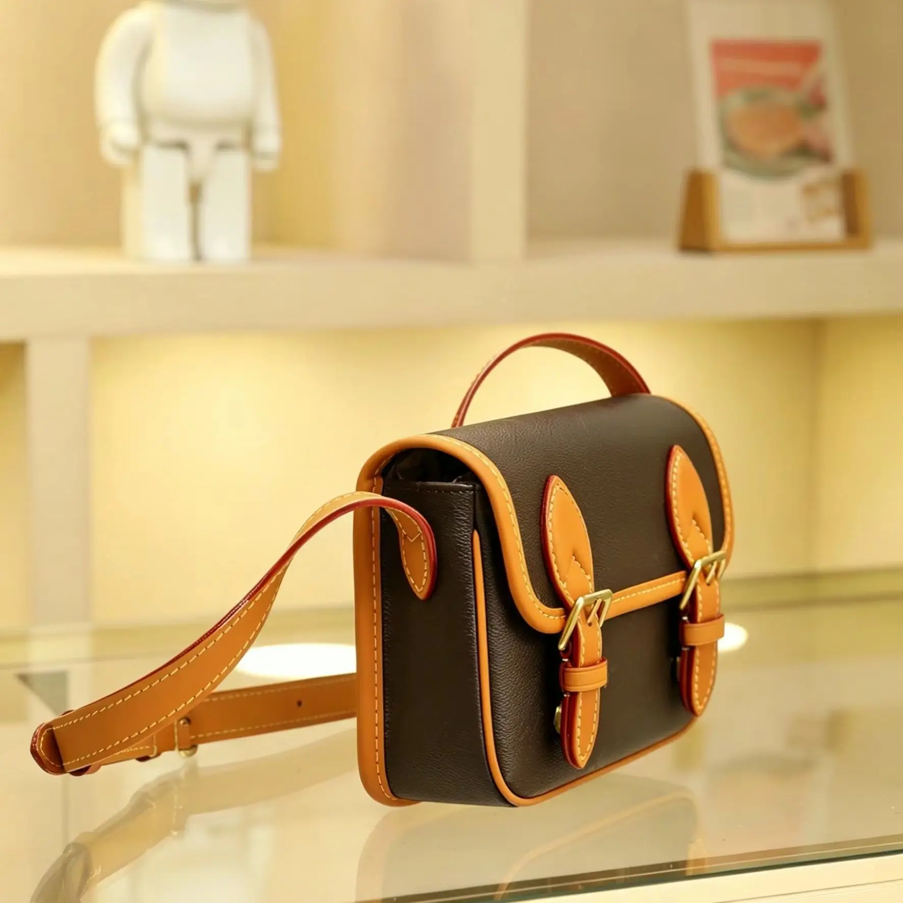 Dark Brown Leather Cambridge Handbag, Luxury Multi-Way Handbag