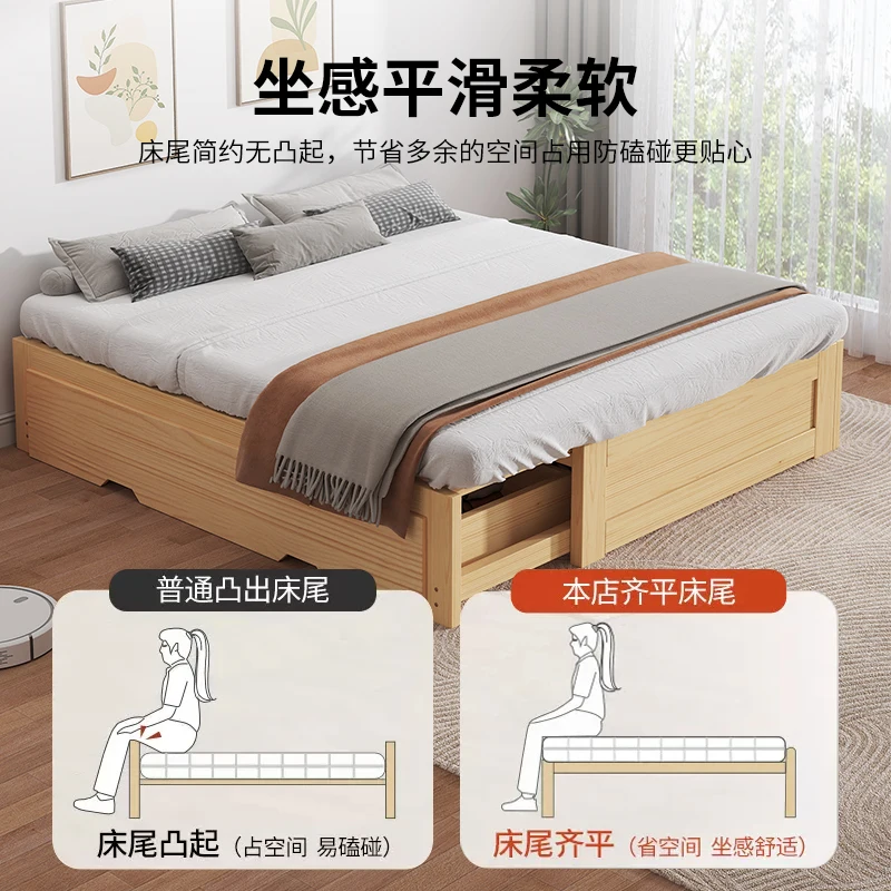 Solid wood sofa bed simple living room small apartment log wind multi-functional one-piece dual-purpose telescopic folding